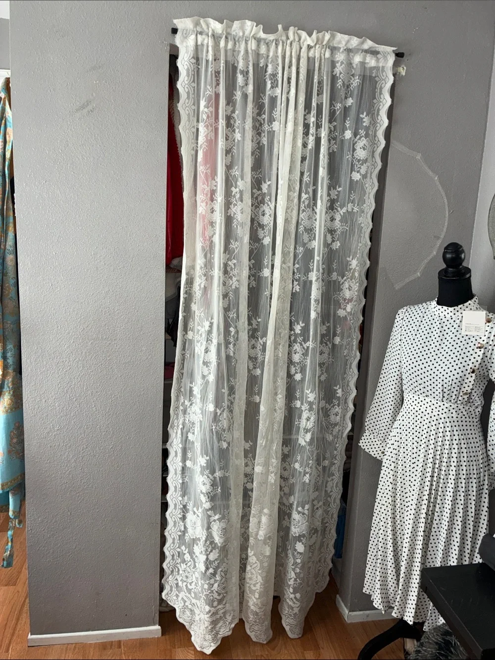 Sheer Lace Floral Window Curtain Panel - Cream 8 Panels 58x86 each